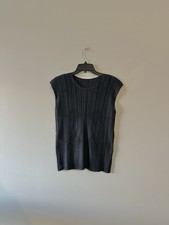 Rare Issey Miyake Pleats Please Perforated Diamond Print Tank Top Black Japan 3