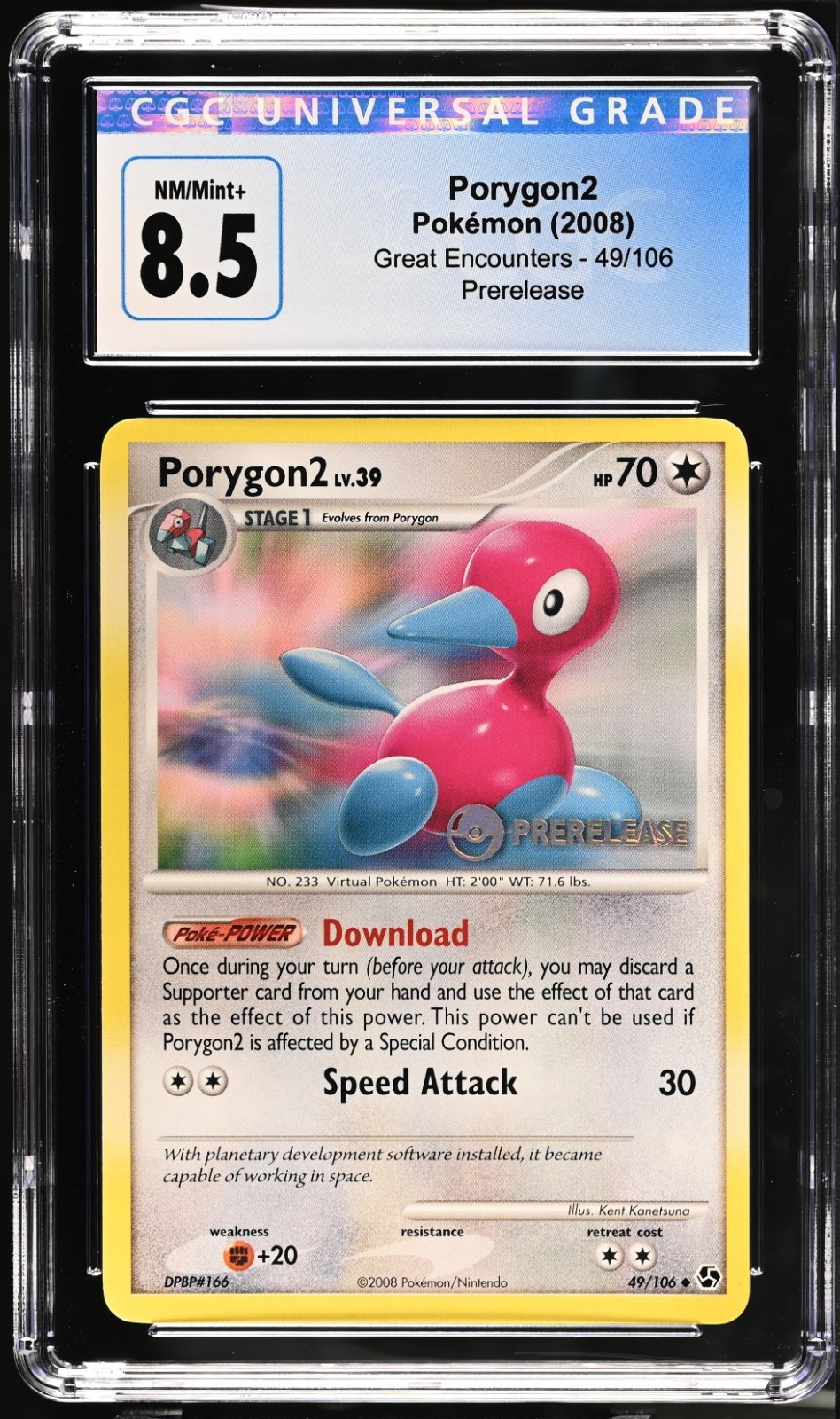 CGC 8.5 Porygon 2 49/106 Prerelease Great Encounters 2008 Pokemon Card