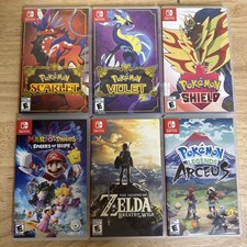 Lot of Six 6 Nintendo Switch Game Cases - Pokemon, Zelda, Mario - CASES ONLY