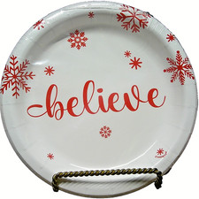 Holiday Style Dessert Paper Plates 8ct 7" SNOW MERRYBELIEVE Party Decor 1047