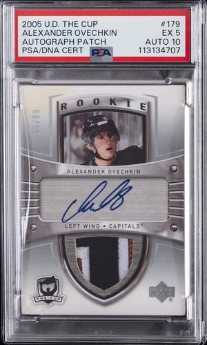 2005 UPPER DECK THE CUP AUTO PATCH ALEXANDER OVECHKIN ROOKIE /199 PSA 5 AUTO 10