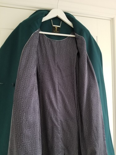 Abrigo Ted Baker Ellgenc Lana Cachemira Azul Teal Talla 2 UK 10 Usado Una Vez - Imagen 15 de 22
