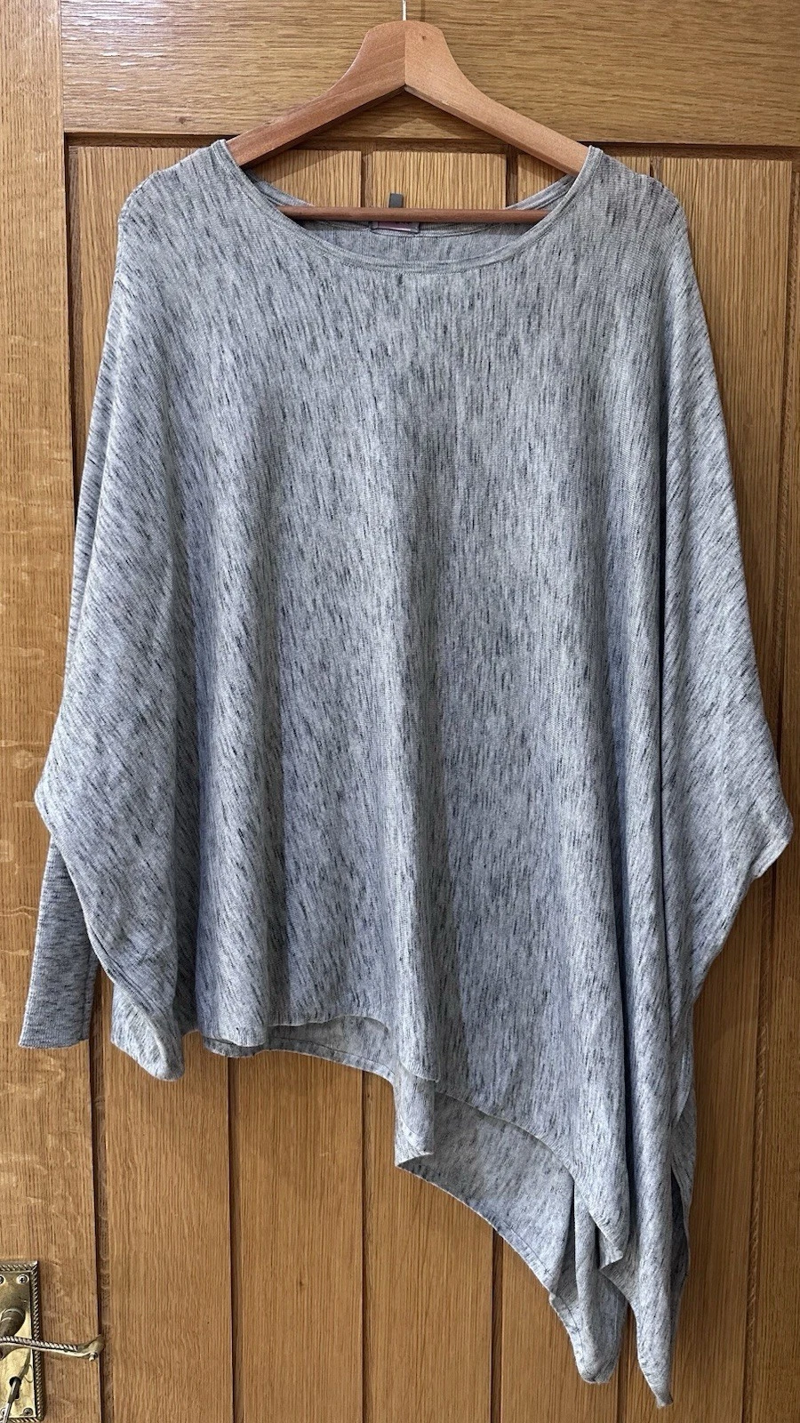 Phase Eight Grey Marl Poncho Top Asymmetrical One Sleeve Batwing Style Size S M