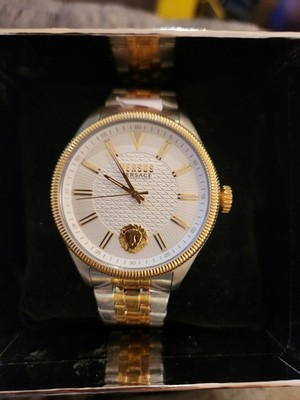 Versus Versace Two-Tone Gold Silver Stainless Steel Men's Analog Wristwatch, Box