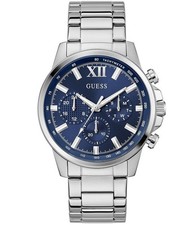 Image of Guess Men's Two Tone Chronograph Stainless Steel Bracelet Watch Silver Blue