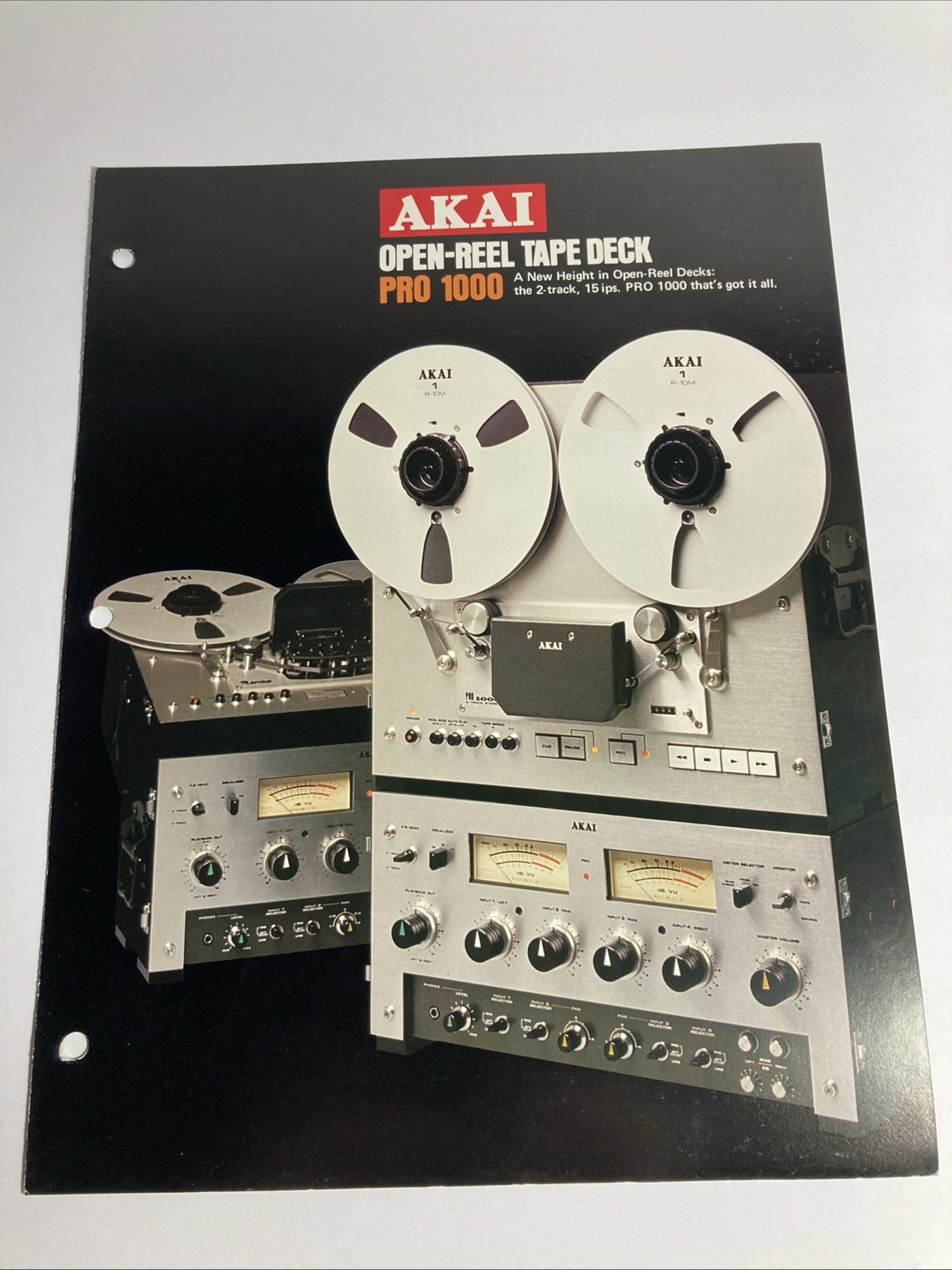Akai Professional 1000 Reel to Reel Tape Recorder  Vintage Brochure Has Stains