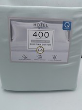 Hotel Signature Sateen 400TC 6pc Queen Sheet Set Egyptian Cotton Misty Blue