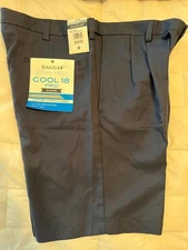 HAGGAR MENS COOL18 PLEATED COMFRT STRETCH UV PROTECTION MENS SHORTS 36W NAVY
