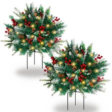 Lighted Christmas Urn Filler 2 Pack 24 Inch Warm White LED Planter Decor
