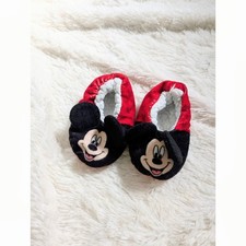 Disney Mickey Mouse Toddler Slippers Sherpa Lined With Grippy Bottoms 1-2 Years