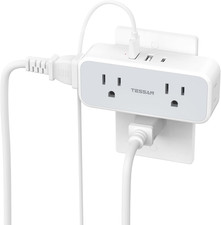 Surge Protector Outlet Extender, Multi Plug Mini Wall Expander, Grey Multiple