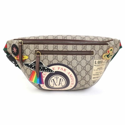 Gucci Courier Soft Gg Supreme Body Bag Beige Embroidery Applique Patch Hip Belt