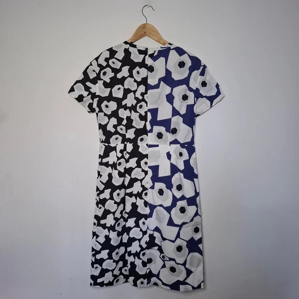 Vestido JIL SANDER NAVY Unikko Estampado Amapola Manga Corta Cuello Redondo Talla 38 Foto 2 de 4