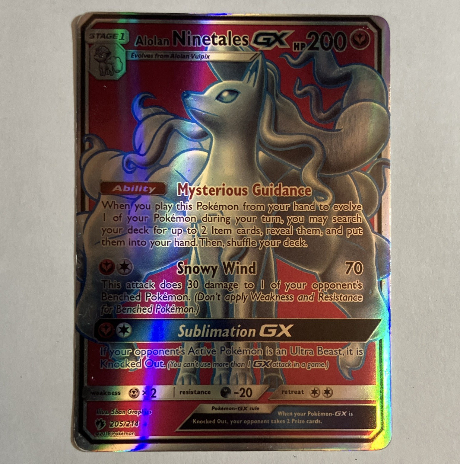 The Pokemon Company Alolan Ninetales GX 205/214 SM Lost Thunder UR FA Holo Eng