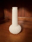 Vintage White Hobnail Milk Glass Vase Decorative Textured Glossy Finish