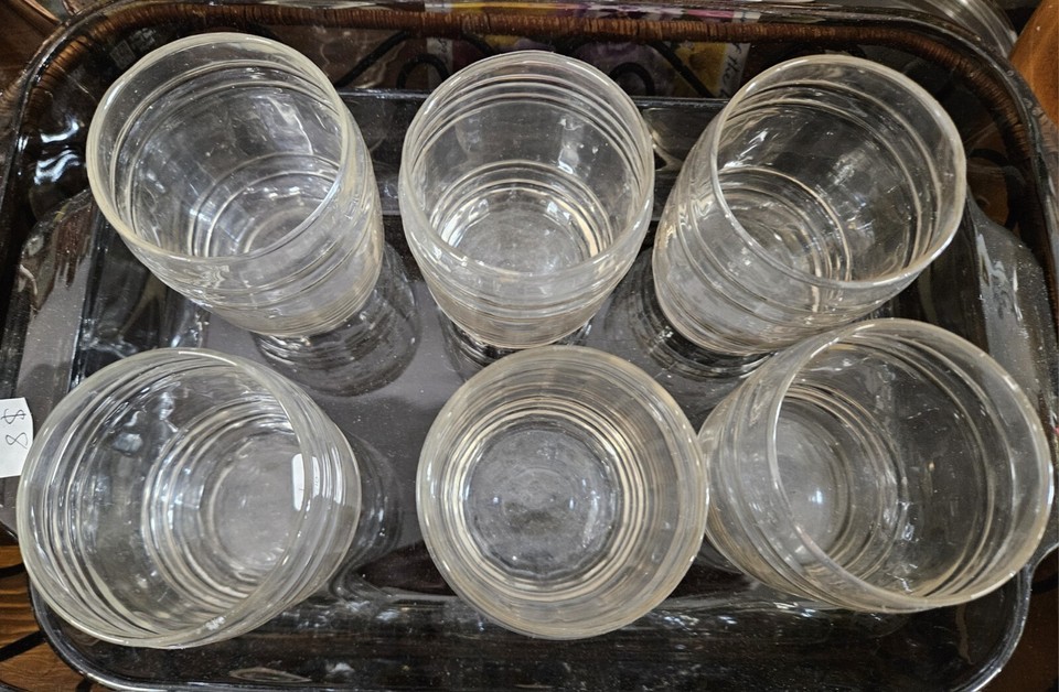 6 Vintage Barrel Shaped Drinking Glasses eBay