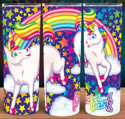 Lisa 90s Frank Markie Vintage Rainbow with Stars Tumbler 20oz with lid and straw