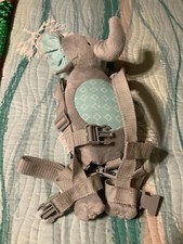 Carters Child of Mine Safety Harness 2 in 1 Leash Strap Gray Elephant w Blue
