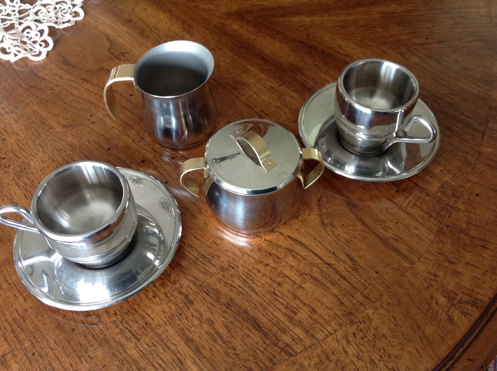 Inoxpran Espresso Coffee 2CUPS Cream & Sugar Set 18 10 Stainless Steel Inoxpran Espresso Coffee 2CUPS Cream & Sugar Set 18 10 Stainless Steel