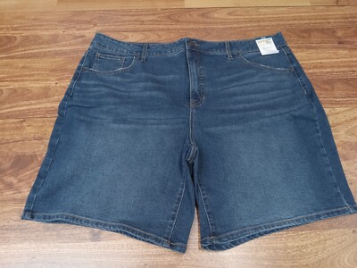 NWT Terra & Sky Blue Jeans Shorts Sz 22W Bermuda High Rise Cotton Blend Stretch