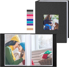 2-Pack Small 4X6 Photo Album, 100 Pockets, Mini Linen Photo Albums, Black