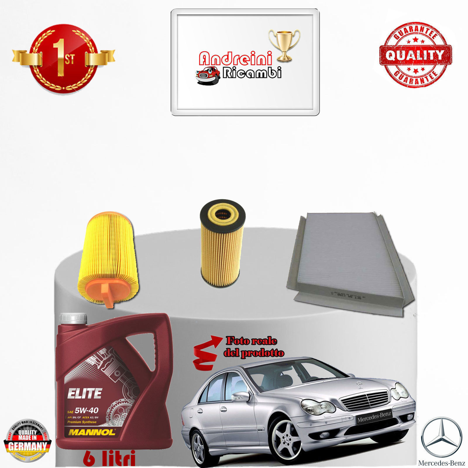 Inspektionskit Filter + ÖL Mercedes C 200 W203 120KW 163CV Von 2004-> 2007-image