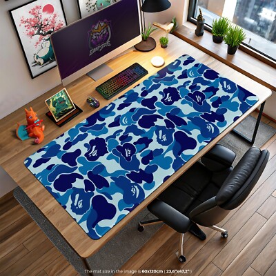 Bape Camo Mouse Pad, Blue Camouflage Desk Mat, Stylish Gaming