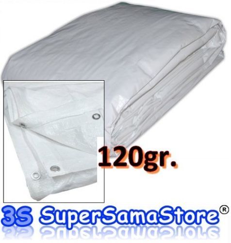 TOLDO LONA SUELO CUBIERTA CON OJALES DE METAL IMPERMEABLE COLOR BLANCO 120 GSM