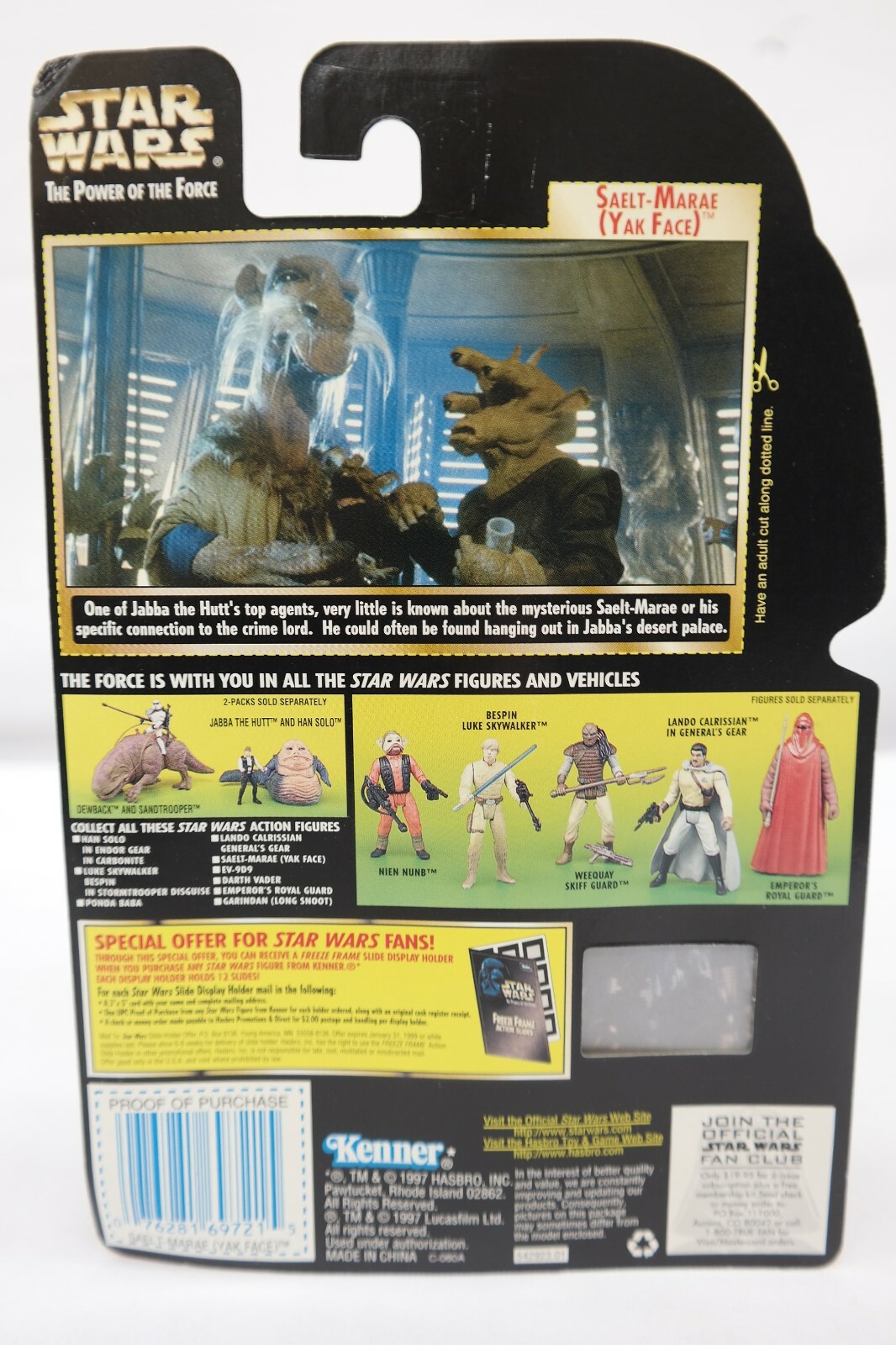 Saelt-Marae Yak Face Freeze Frame Star Wars Power of the Force Hasbro 1997 TY