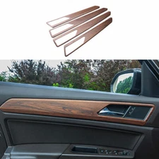 For VW Atlas 18-23 Peach Wood Grain Inner Door Panel Bezel Cover Trim 4PCS