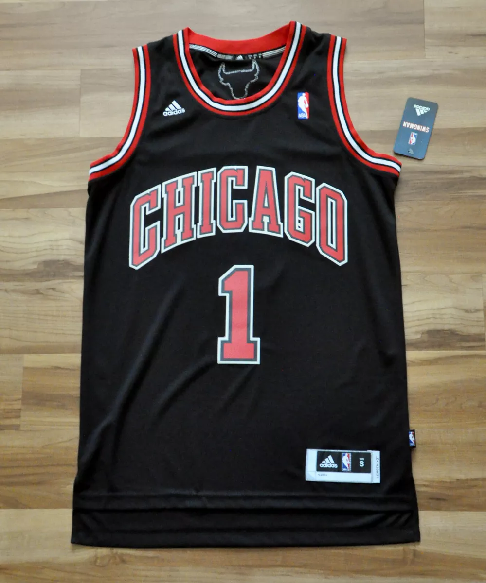 DERRICK ROSE CHICAGO BULLS DROSE BLACK ADIDAS SWINGMAN JERSEY MEN MEDIUM