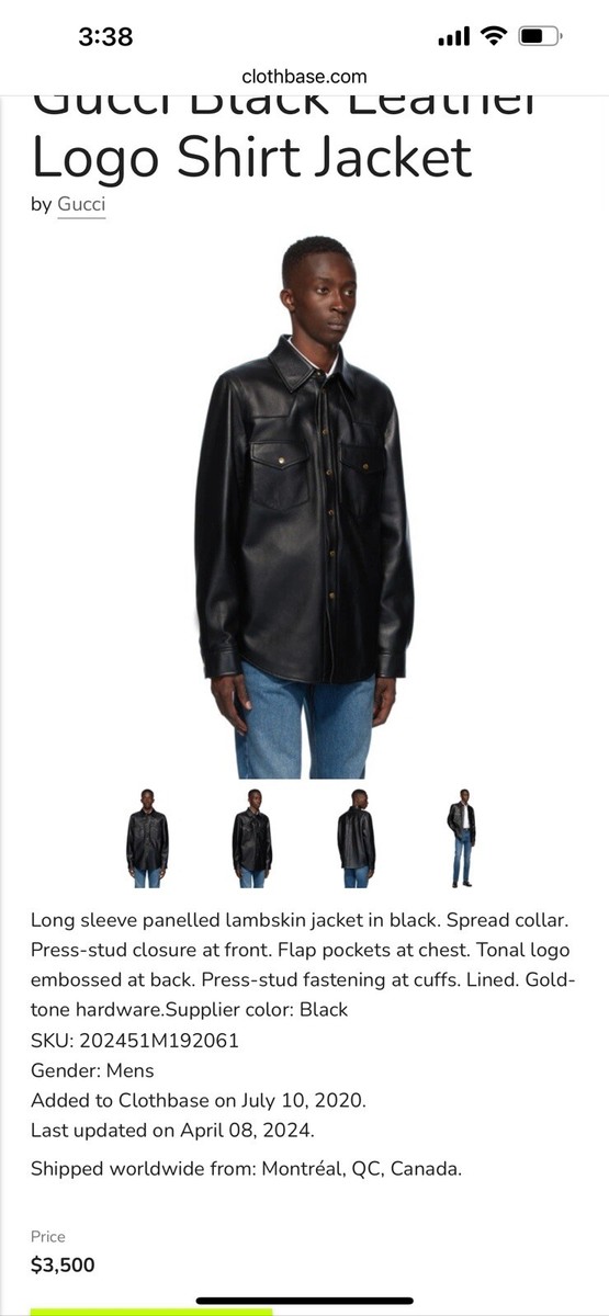 Gucci Mens Leathe Shirt $3150