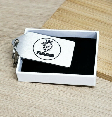 SAAB Style Schlüsselring, SAAB Schlüsselanhänger, Edelstahl und lasergeätzt