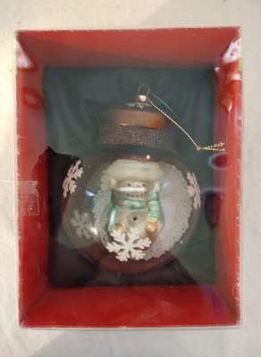 NIB 2011 North Pole Trading Co. 5  Collectible Glass Snowman Ornament w/Box