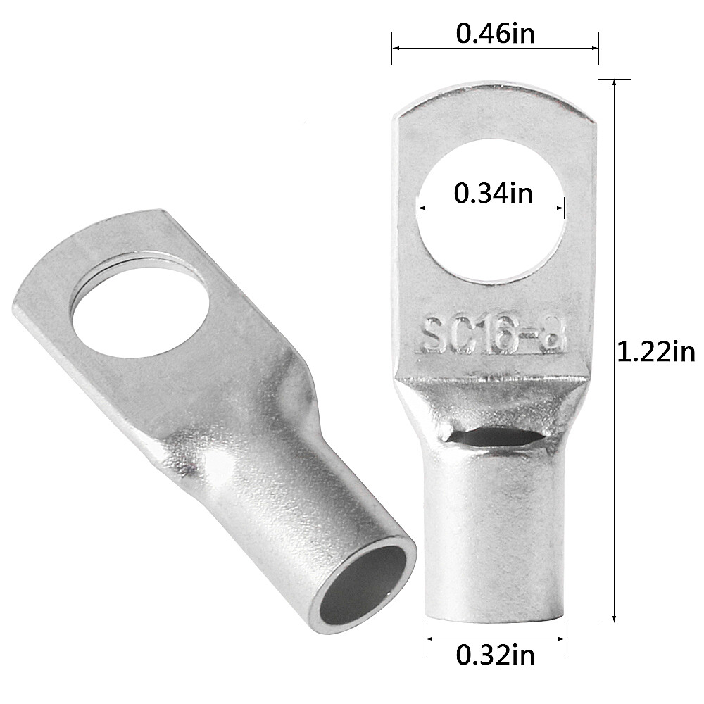 25pcs SC16-8 Non-Insulated Wire Tinned Copper Lug Cable Terminal