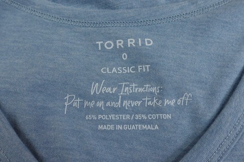Torrid Womens Size 1X Blue Jersey Short Sleeve V Neck Girlfriend Tee NWT - Picture 2 of 9