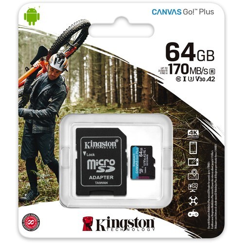 Kingston 64GB Canvas Go! Plus UHS-I microSDXC Memory Card with SD Adapter - Picture 3 of 3