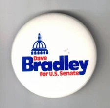 David Bradley New Hampshire (R) US Senate candidate 1980 political pin button