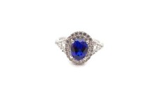 Sterling Silver 925 Lab-Created Sapphire Ring Size 7 S4