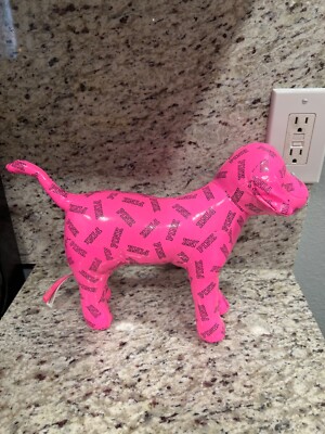 Victorias Secret Limited Ed NEON Pink Pleather Giant Mini Dog FAUX
