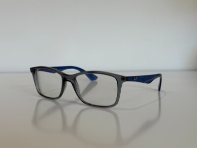Ray Ban RB 7047 5769 Square Clear Gray Blue Eyeglasses Optical Frame 54-17-140