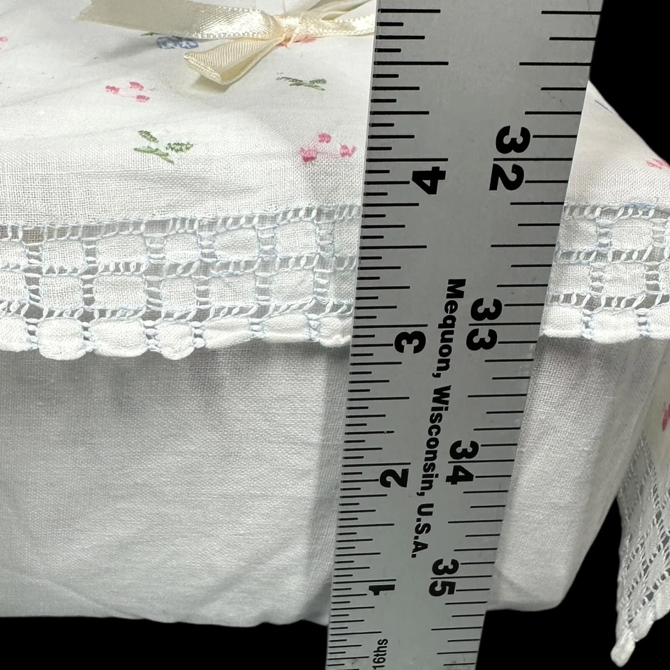 Baby Nursery Tissue Box Cover Unisex Embroidered Fabric White Rectangular - Image 4 of 4