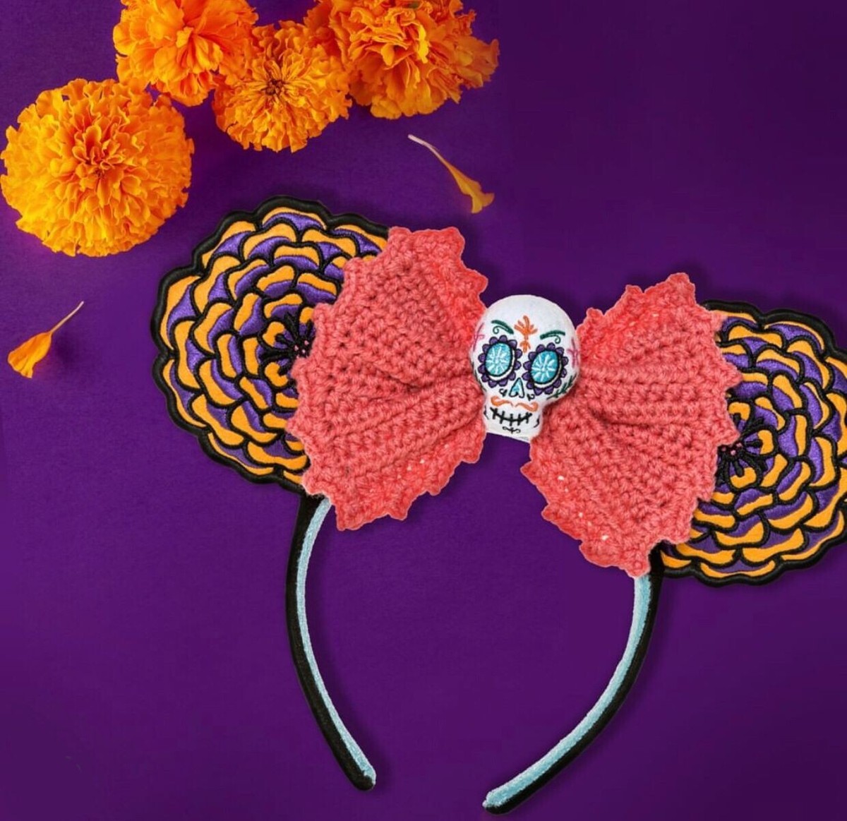 Disney Parks Coco Dia De Los Muertos Floral Skull Halloween Headband Ears New Disney and Pixar Coco Ear Headband on Disney Store  main image 2