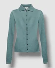 $225 Vince Women's Green Long-Sleeve Merino Wool Polo Top Size S