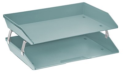 Acrimet Facility 2 Tiers Double Letter Tray (Solid Green Color)