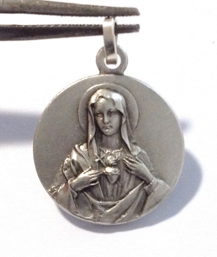 MEDAGLIETTA " SACRO CUORE DI MARIA '" IN ARGENTO MASSICCIO 925 - Imagen 2 de 4
