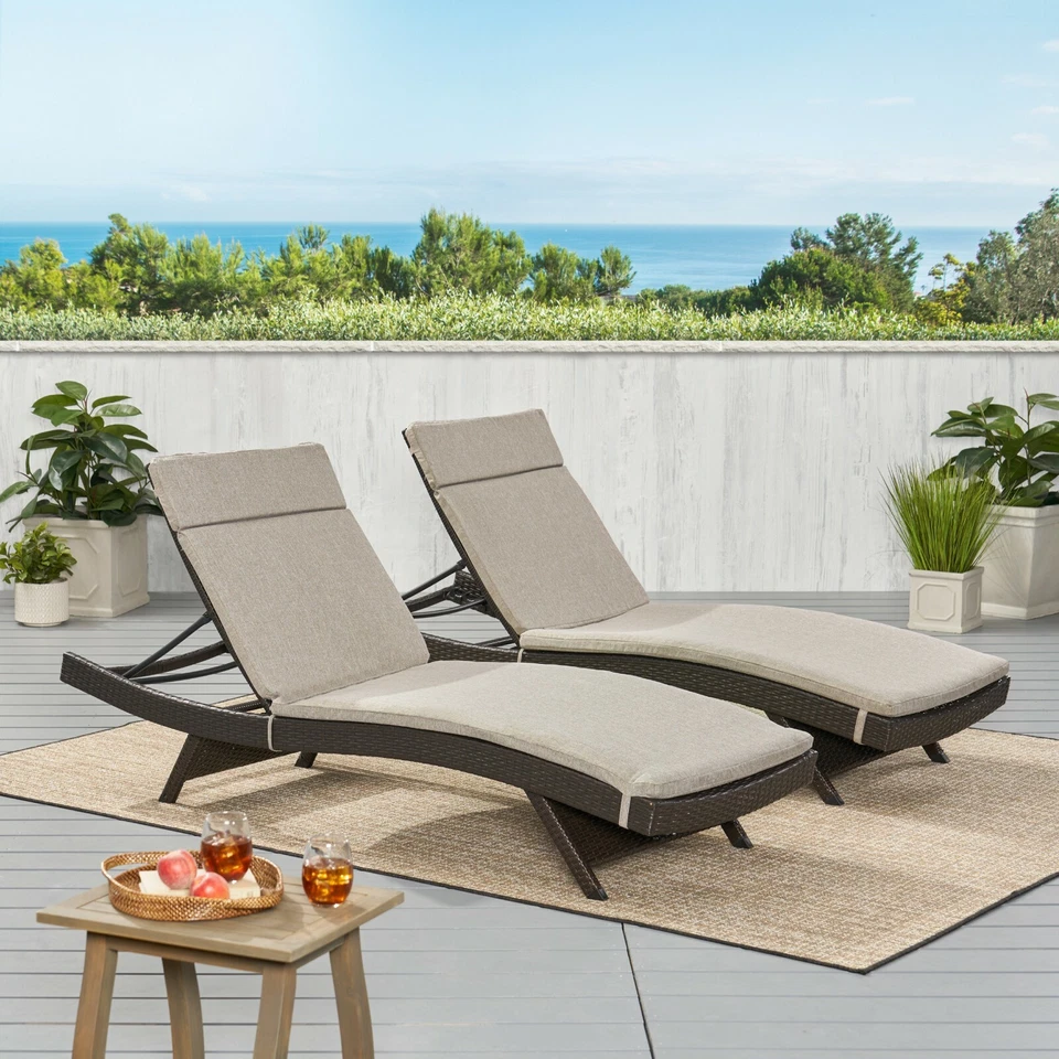 Albany Outdoor Fabric Chaise Lounge Cushions (Set of 2) *CUSHIONS ONLY* - Image 4 of 4