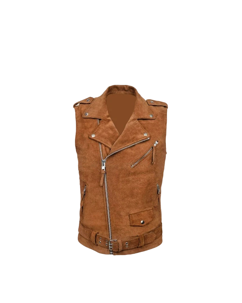 Men's Tan Suede Vest Coat 100% Soft Lambskin Slim Fit Stylish Causal Coat