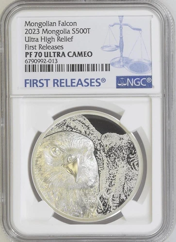 2023 Mongolia Falcon 1oz Silver Proof  Coin NGC 70 FR CIT