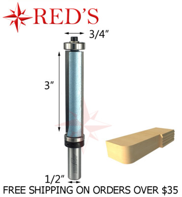 Tideway Carbide IND RC02041976B 3/4'' Dia Flush Trim 3'' long 1/2 shank router bit